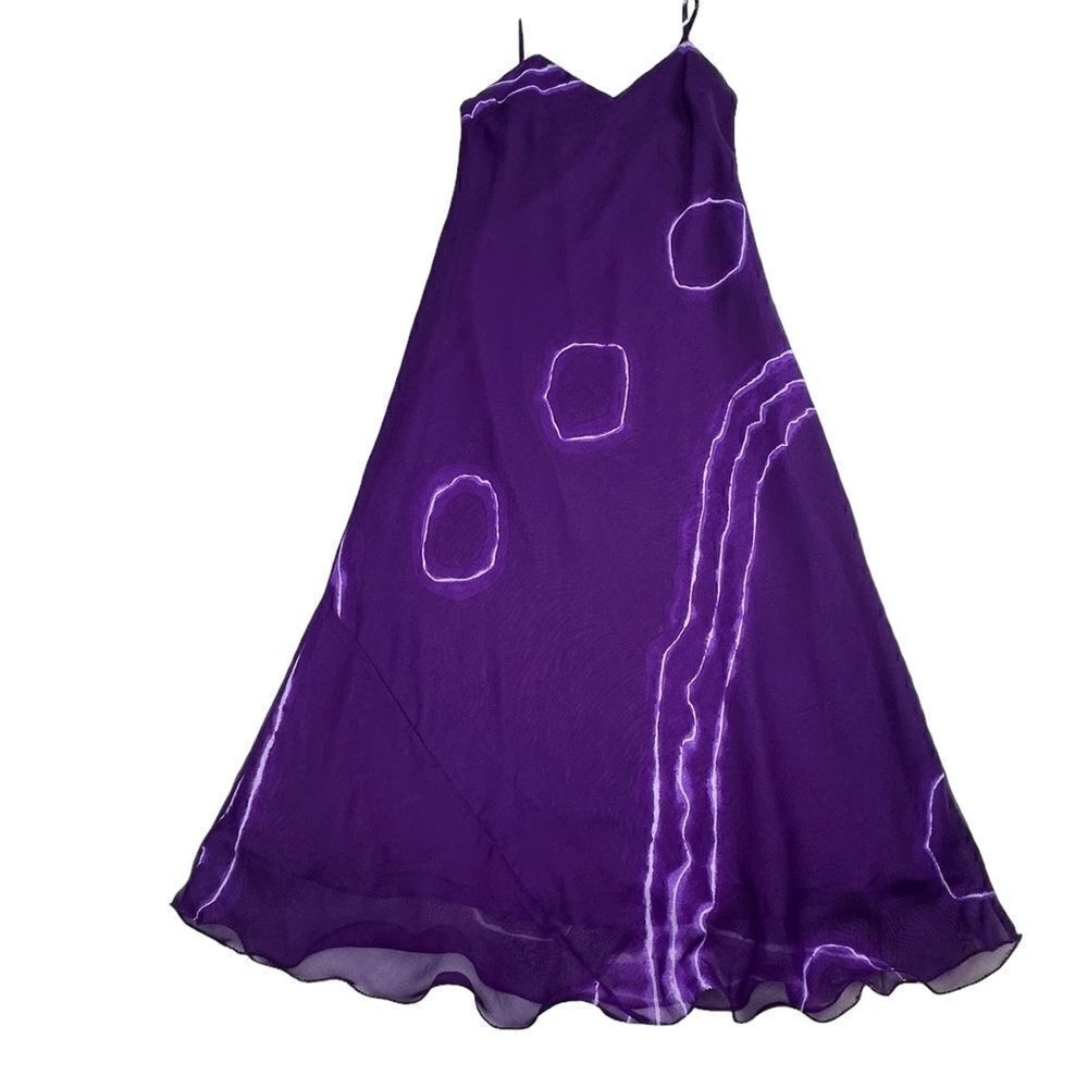 Purple Sleeveless Maxi Lined Dress Scalloped Hem Women’s Size Small/ Medium - Picture 5 of 8